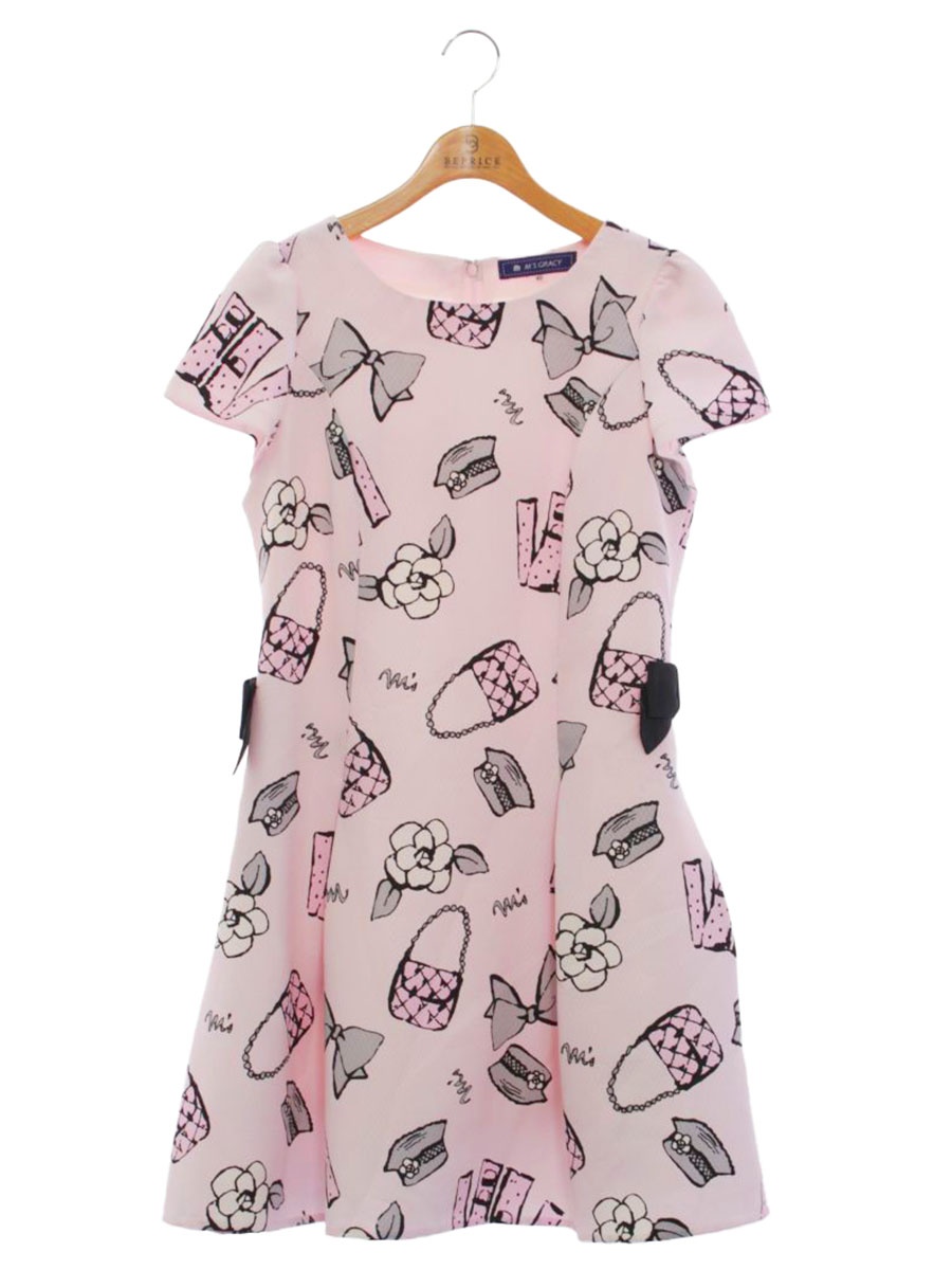 楽天市場】エムズグレイシー 411316 ワンピース 38 ピンク 花柄 リボン