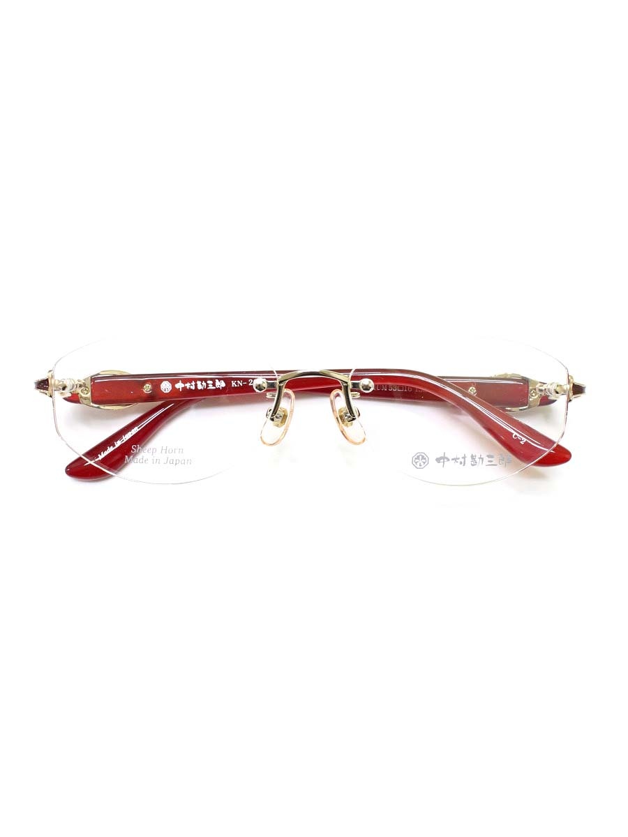 中村勘三郎 KN-2642 メガネ ワインレッド シープホーン スワロフスキーリング リムレス【中古】 ITGVBZ4DE2A5｜ビープライス