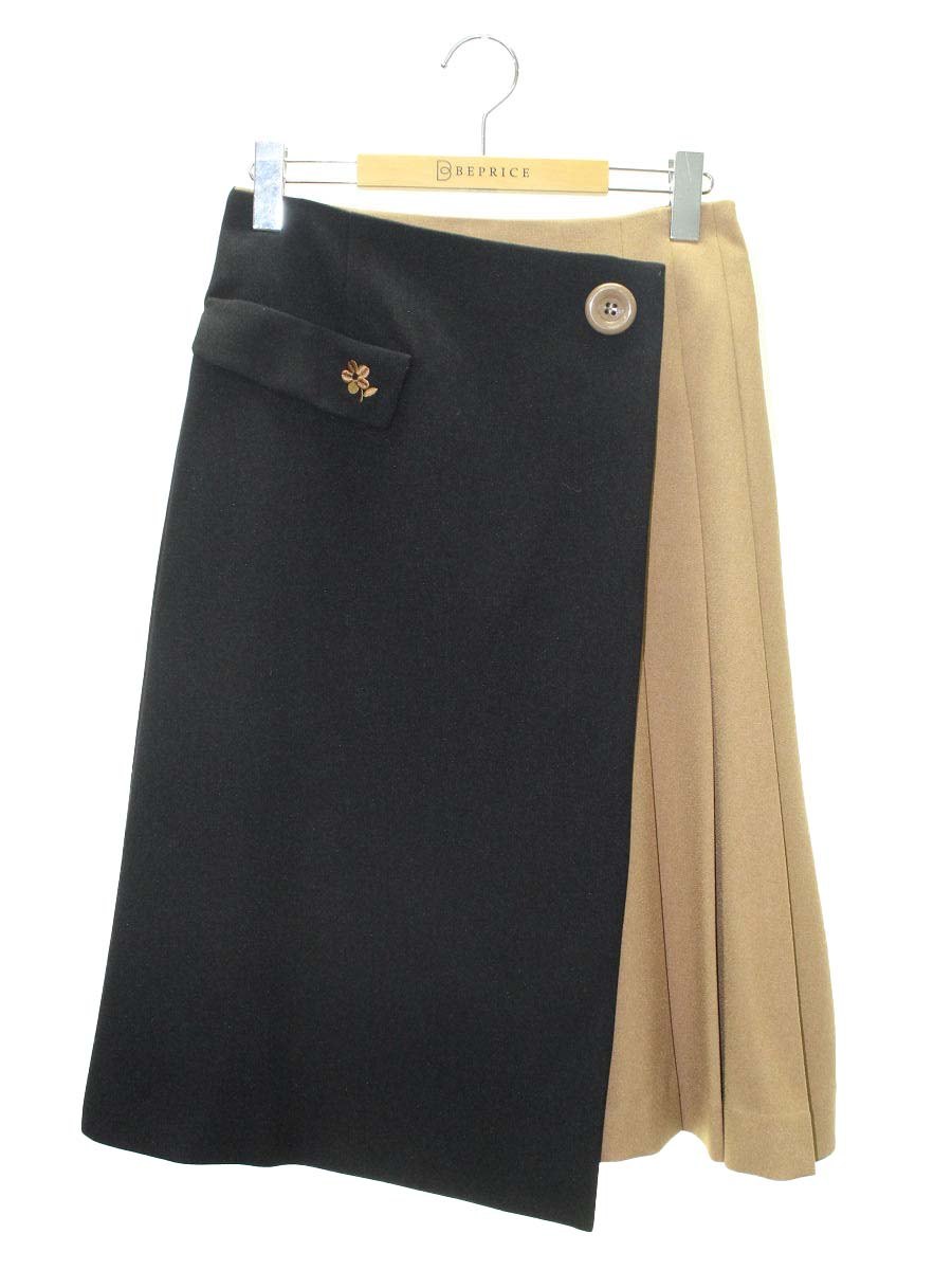 エムズグレイシー 417702 スコート 38 黒いこと/赤銅色 バイ色つや 御花刺しゅう【中古】 IT4QELGQ8S7G