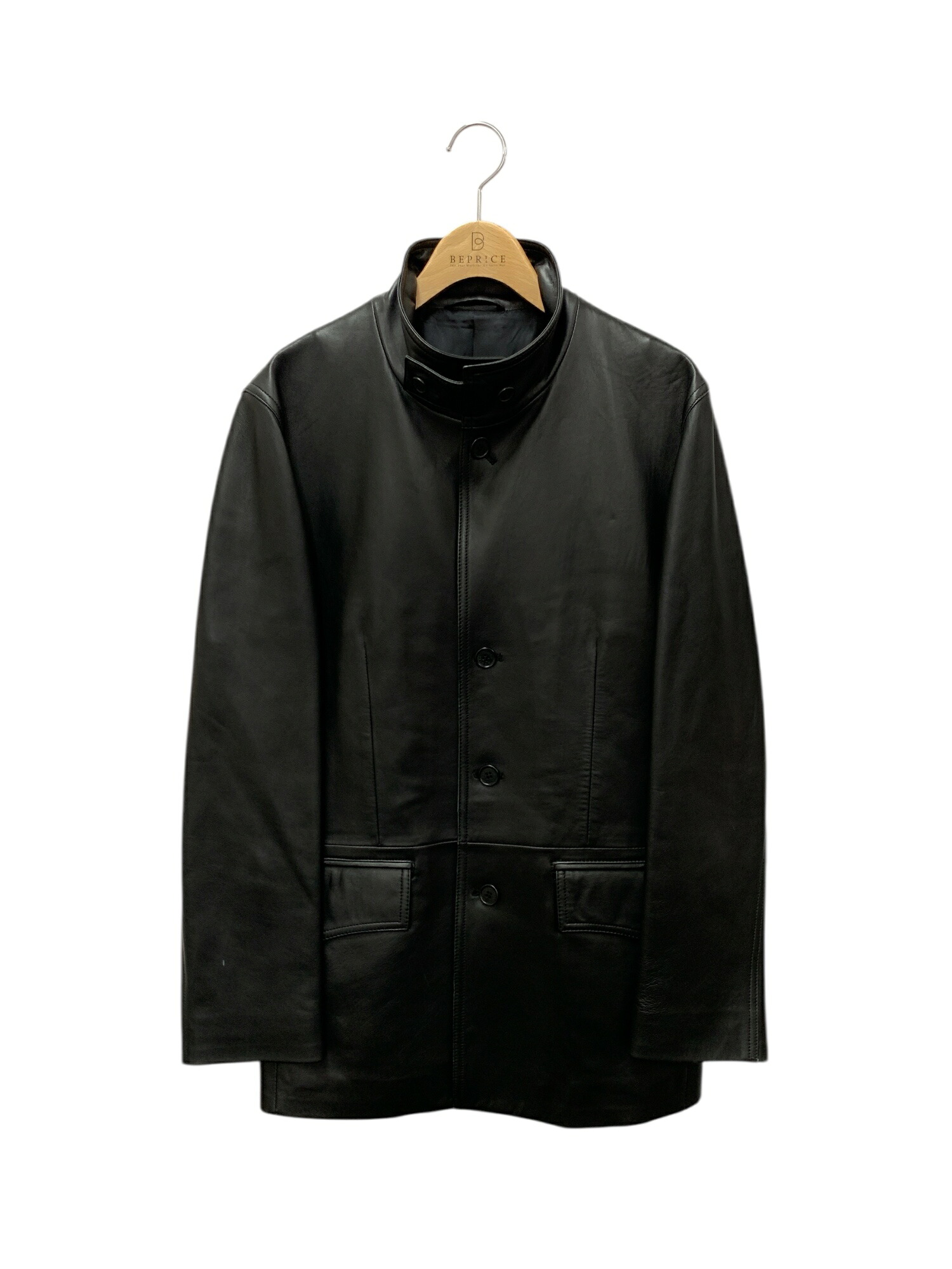 リキエルオム J53551-01 レザージャケット 46 ブラック ラムレザー【中古】 ITIKELOUX3PS｜ビープライス