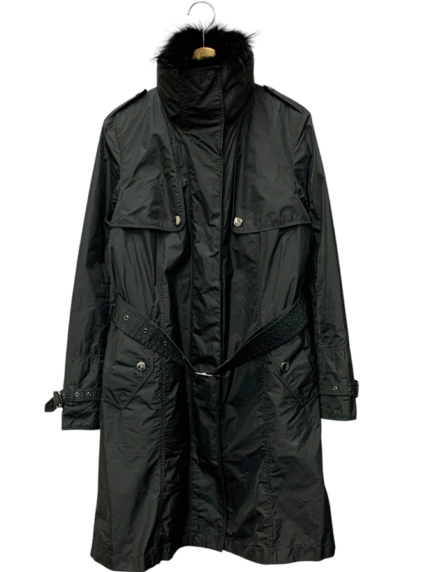 バーバリーロンドン FR346-770-09 トレンチコート 40 黒いこと ラインドライヴ ダブルジップ【中古】 IT4RHPIIQ934