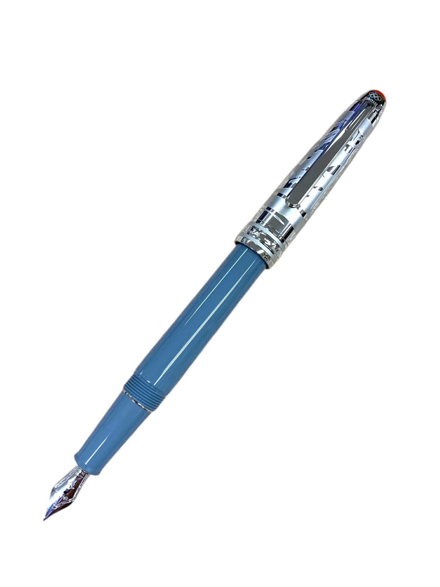 モンブラン 万年筆 MSTオリンピックヘリテイジーシャモニー クラッシックドゥエ ブルー F Au750【中古】 ITRLRC1JXP3S|ビープライス