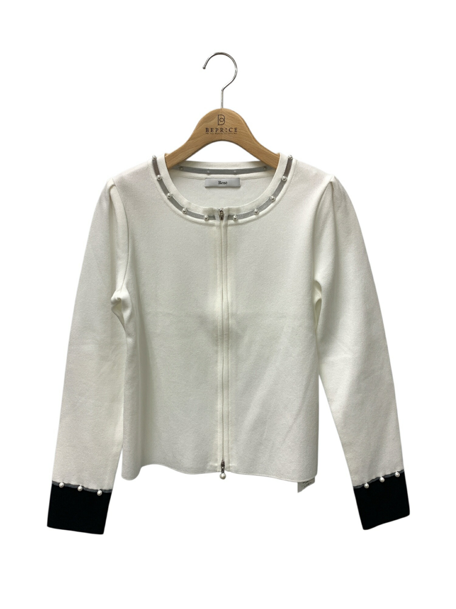 ルネ 6312350 ジレー 38 白いこと ダブルジップ フェイクパール うつり変わり【中古】 ITISV94WE71U