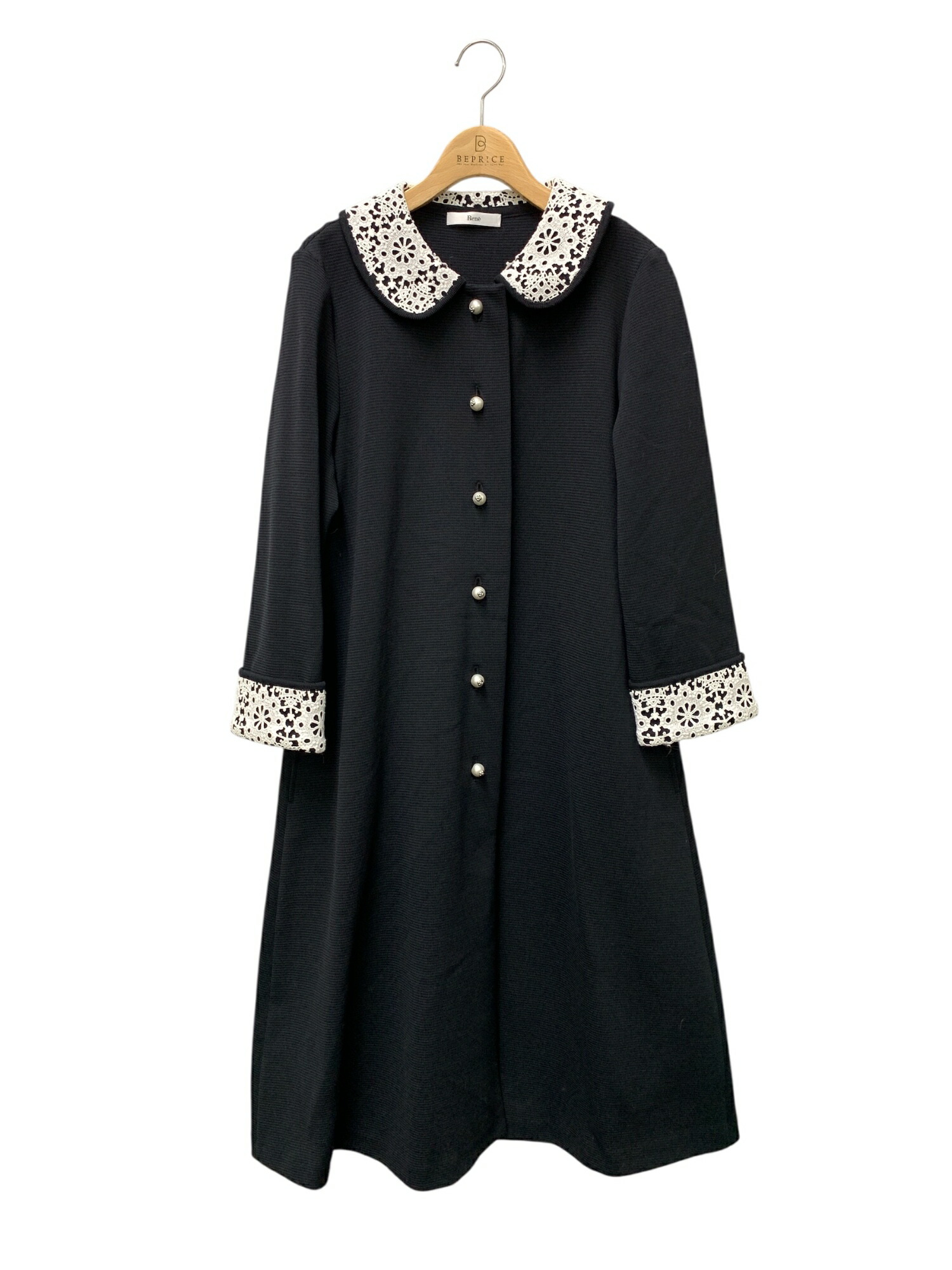 ルネ Knit Coat 6512160 厚地の外套 38 黒いこと【中古】 ITYJQ25MY2HZ
