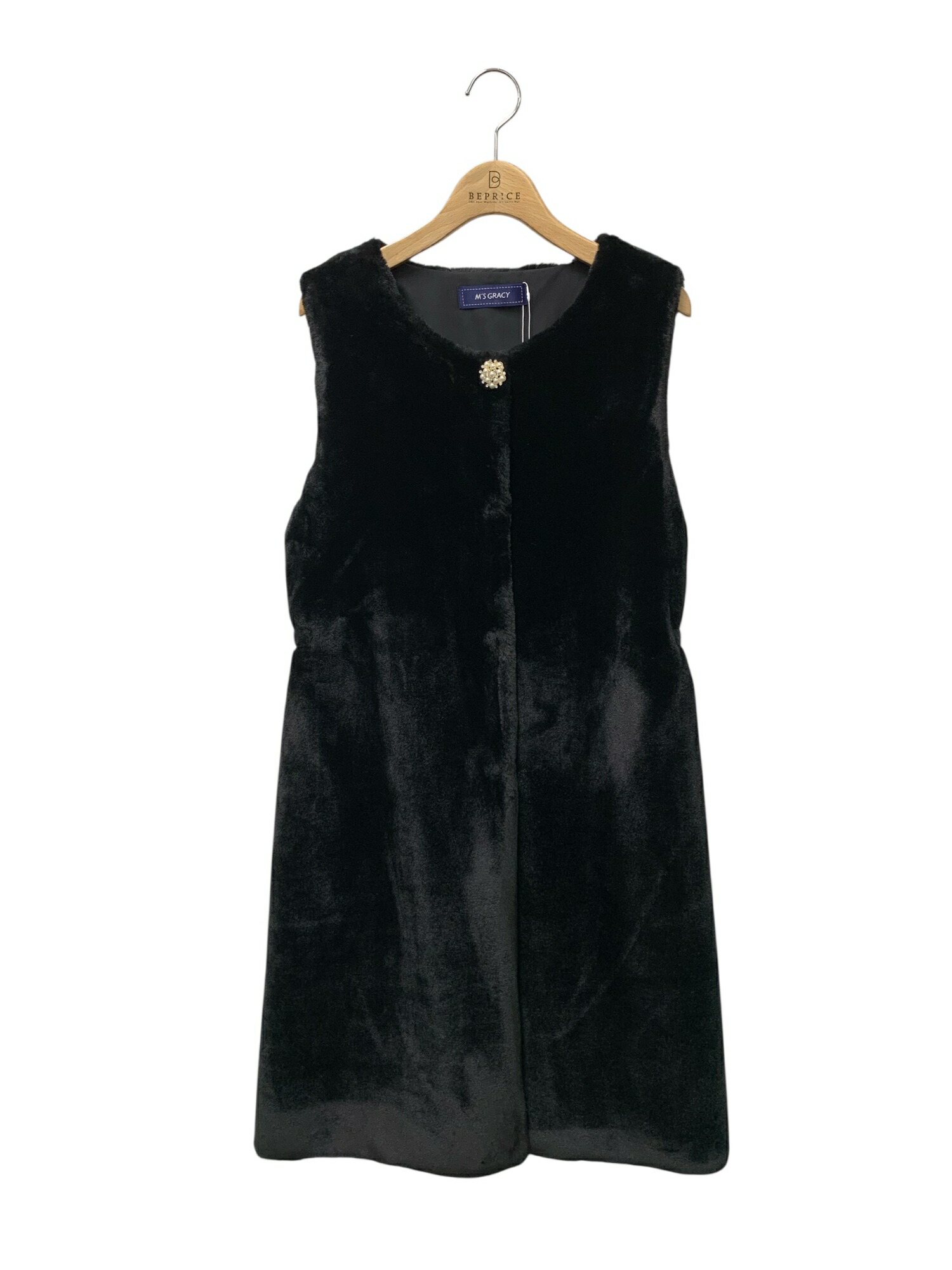 エムズグレイシー Fake Fur Vest 296503 より良い F 黒いこと フェイクファー【中古】 ITHAJZQDXNPM