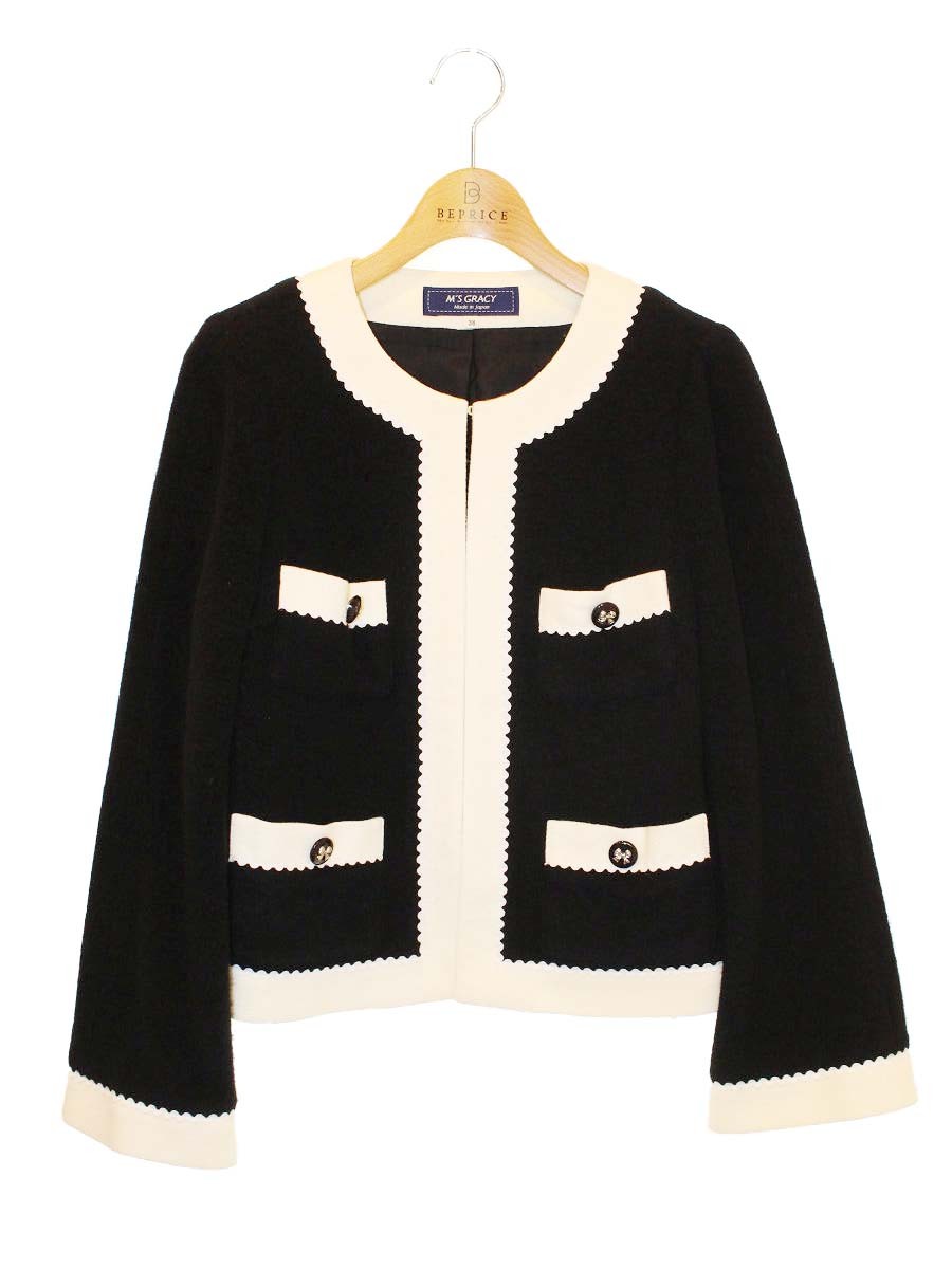 エムズグレイシー Bicolor Jacket 814534 ジャケット 38 ブラック Bicolor Jacket【中古】 ITCPYQ5F46X0｜ビープライス