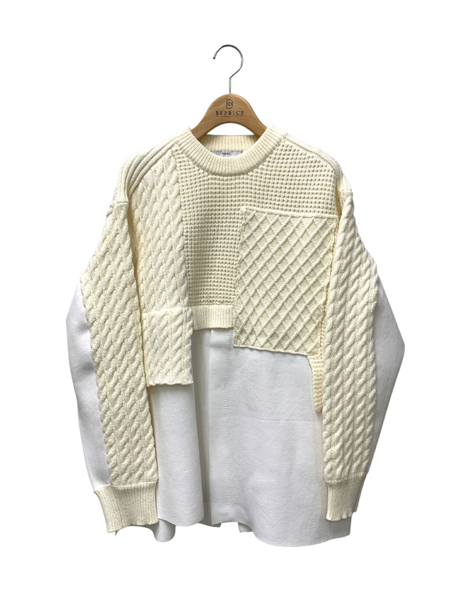 アンスリード CABLE LAYER KNIT TOP 522562600201-01 F ホワイト 25aw【中古】 IT51AKZFN5WY|ビープライス