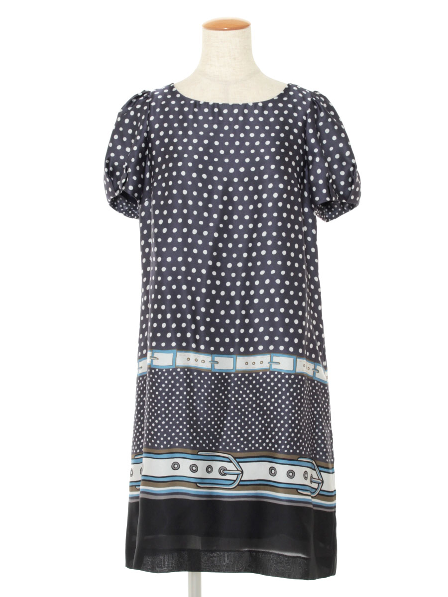 レディースファッション ワンピース 独特な店 エムズグレイシー ワンピース 38 Bランク 中古 Tn0329 半袖 ドット ベルト柄 Shoxruxtj Com