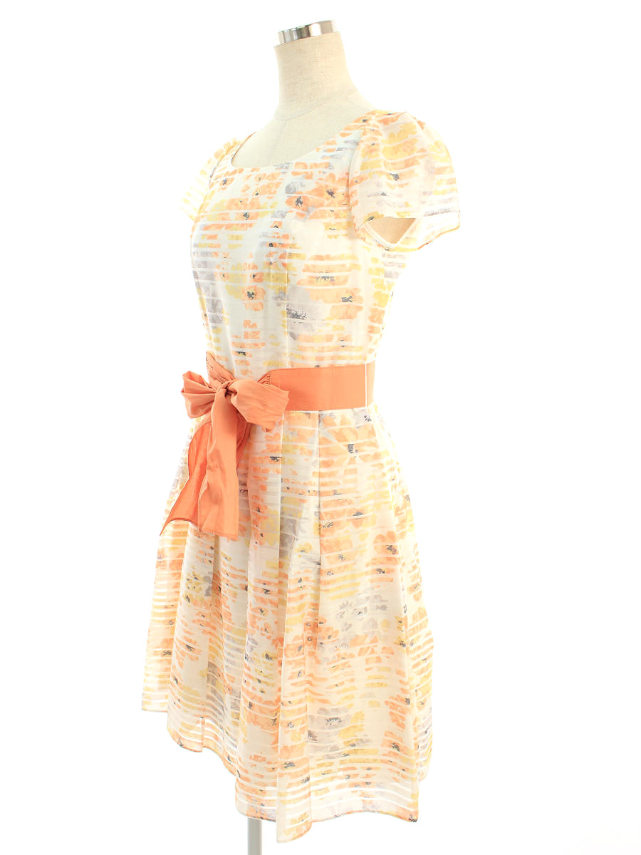 エムズグレイシー ワンピース フレアー フラワーモチーフ フレアー ボーダー ノースリーブ 36 ボーダー ワンピース Aランク 中古 Tn0517 ブランドショップ ビープライス エムズグレイシー ワンピース