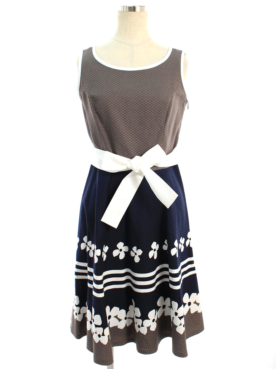 エムズグレイシー ノースリーブ ワンピース エムズグレイシー ノースリーブ 38 ベルトリボン ワンピース フラワーモチーフ ビープライス Tn0524 ブランドショップ Aランク 中古 エムズグレイシー ワンピース ボーダー