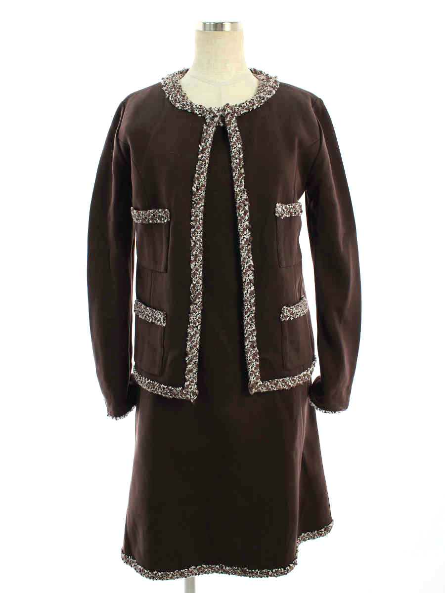 格安 ルネ ワンピーススーツ International ニット ツイードトリム 36 36 Aランク 中古 Tn1004 ブランドショップ ビープライス 春夏新色 Erieshoresag Org