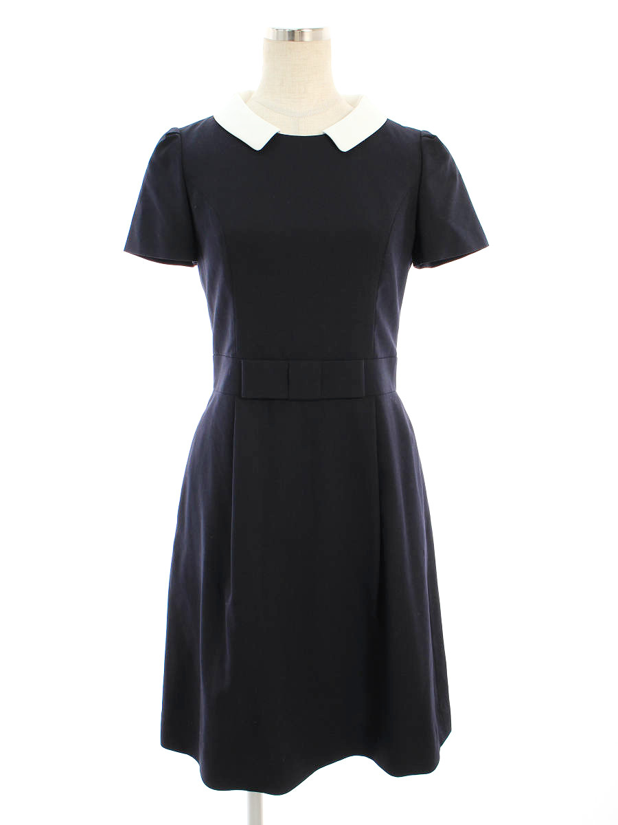 人気ブランド新作豊富 ワンピース 半袖 リボン 襟付き バックジップ ワンピース ルネ 32 Aランク Tn1105 中古 Dgb Gov Bf