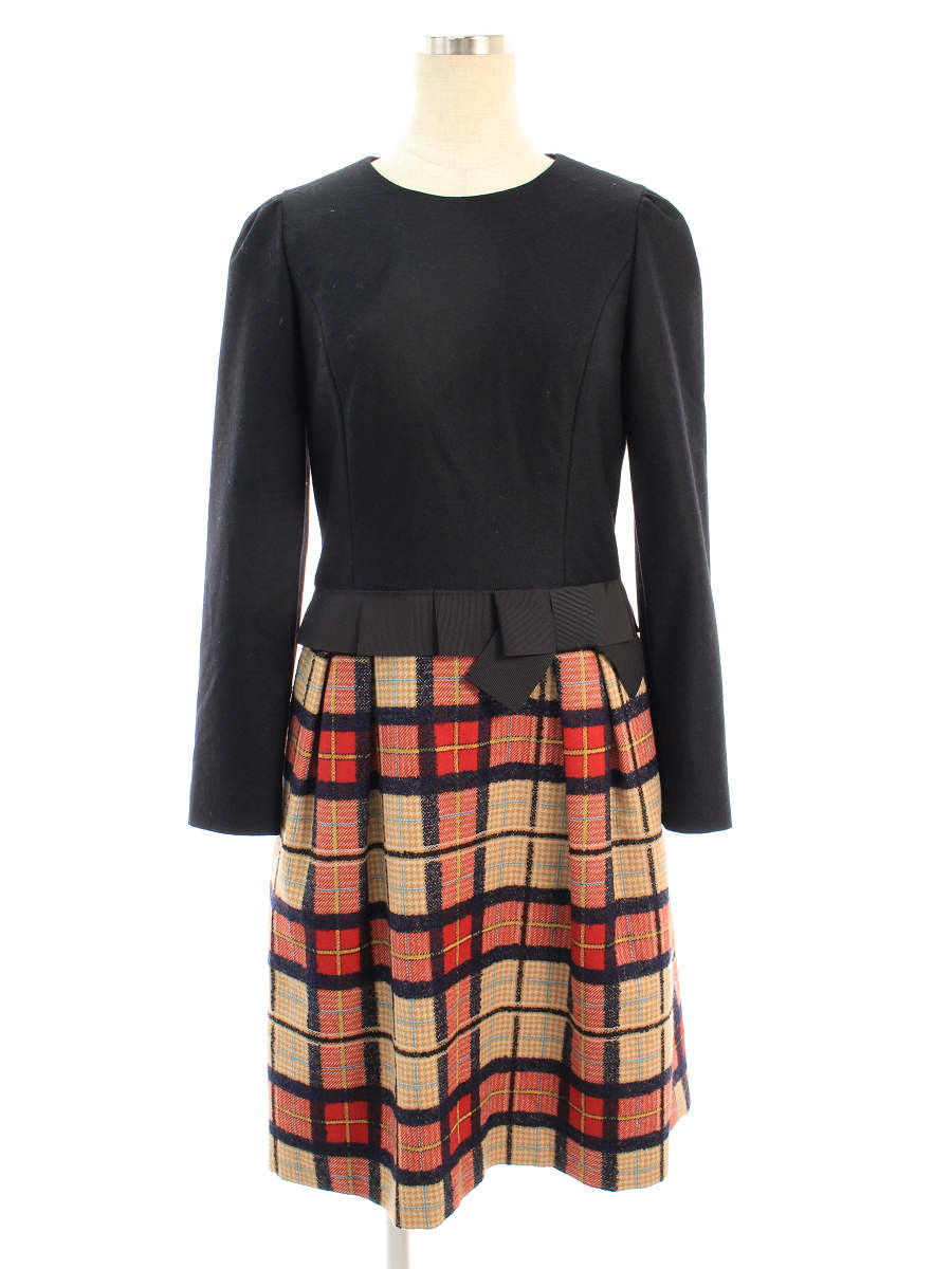 ウール チェック ワンピース ワンピース エムズグレイシー エムズグレイシー 中古 エムズグレイシー チェック 36 チェック Tn ブランドショップ 切替 チェック 長袖 Aランク ビープライス