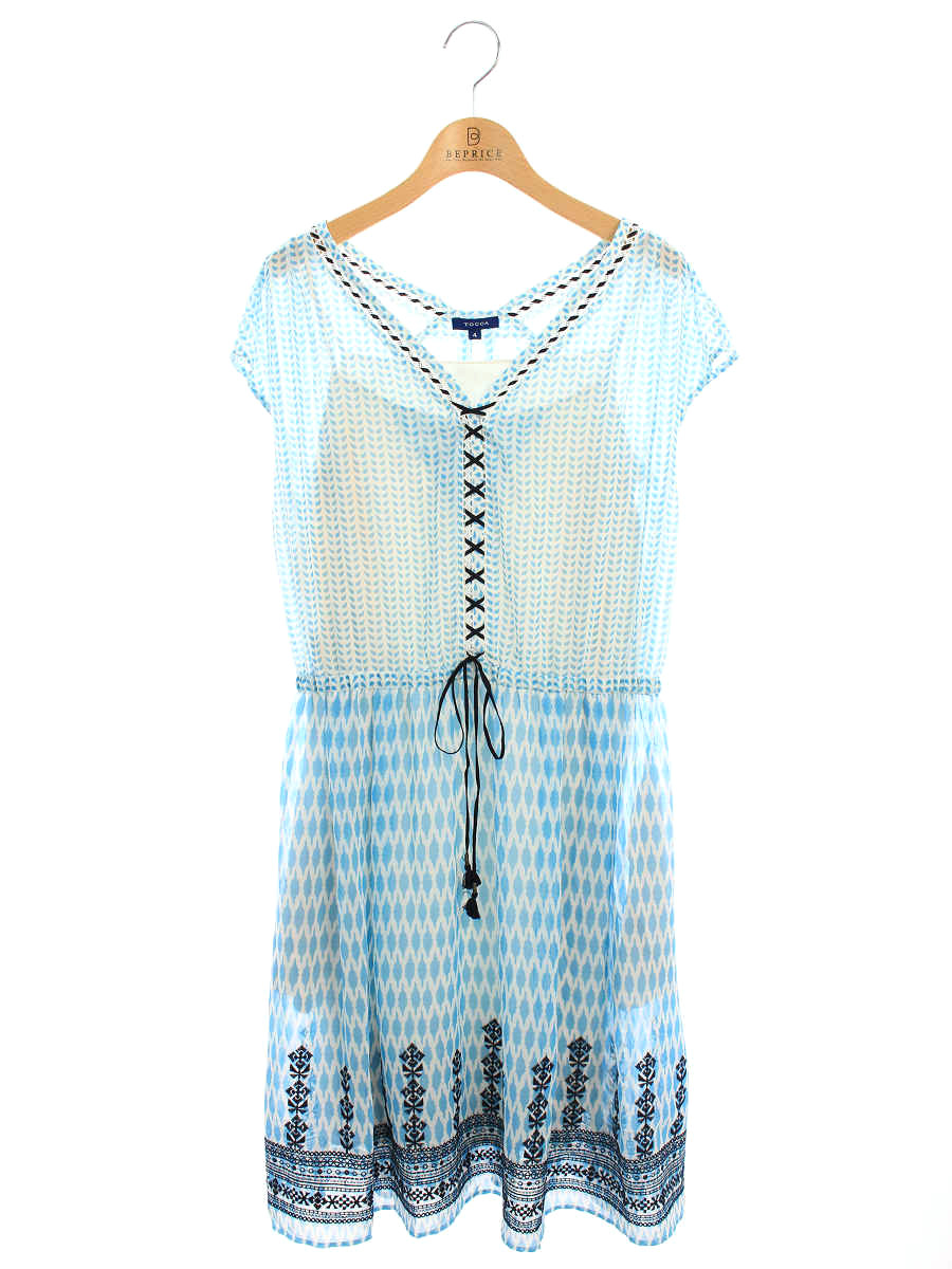 トッカ Vネック ワンピース インナー付き 総柄 刺繍 4 ワンピース トッカ Tn2104 ブランドショップ インナー付き 中古 ワンピース 半袖 Aランク 中古 ビープライス 21人気の