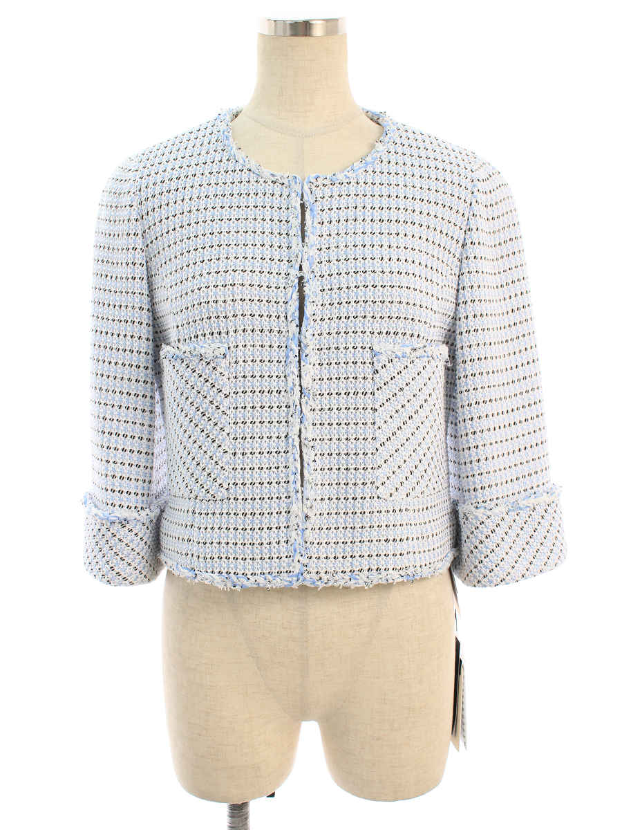 ポイント10倍 楽天市場 ルネ ジャケット ノーカラー ツイード 総柄 36 Aランク 中古 Tn