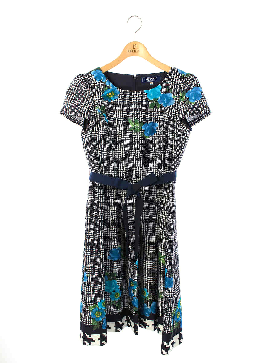 新作モデル エムズグレイシー ワンピース 花グレンチェック リボンベルト 半袖 40 Bランク 中古 Tn 在庫あり 即納 Aerocooperative Com Ng
