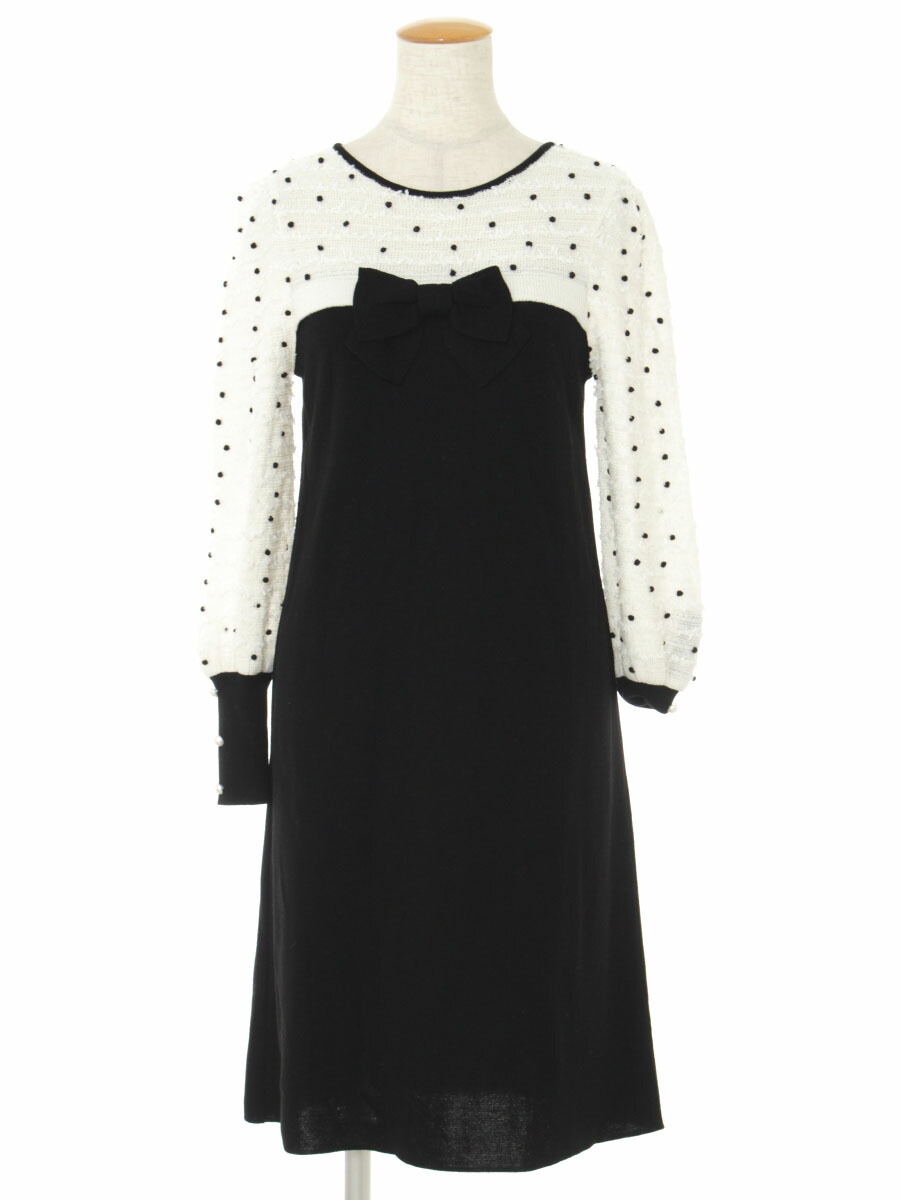 M S Gracy エムズグレイシー ワンピース リボン M S Gracy ワンピース エムズグレイシー ワンピース ニット 36 切替 リボン パールボタン リボン 長袖 36 Aランク 中古 Tn ワンピース Southernoaksfuneralservice Com