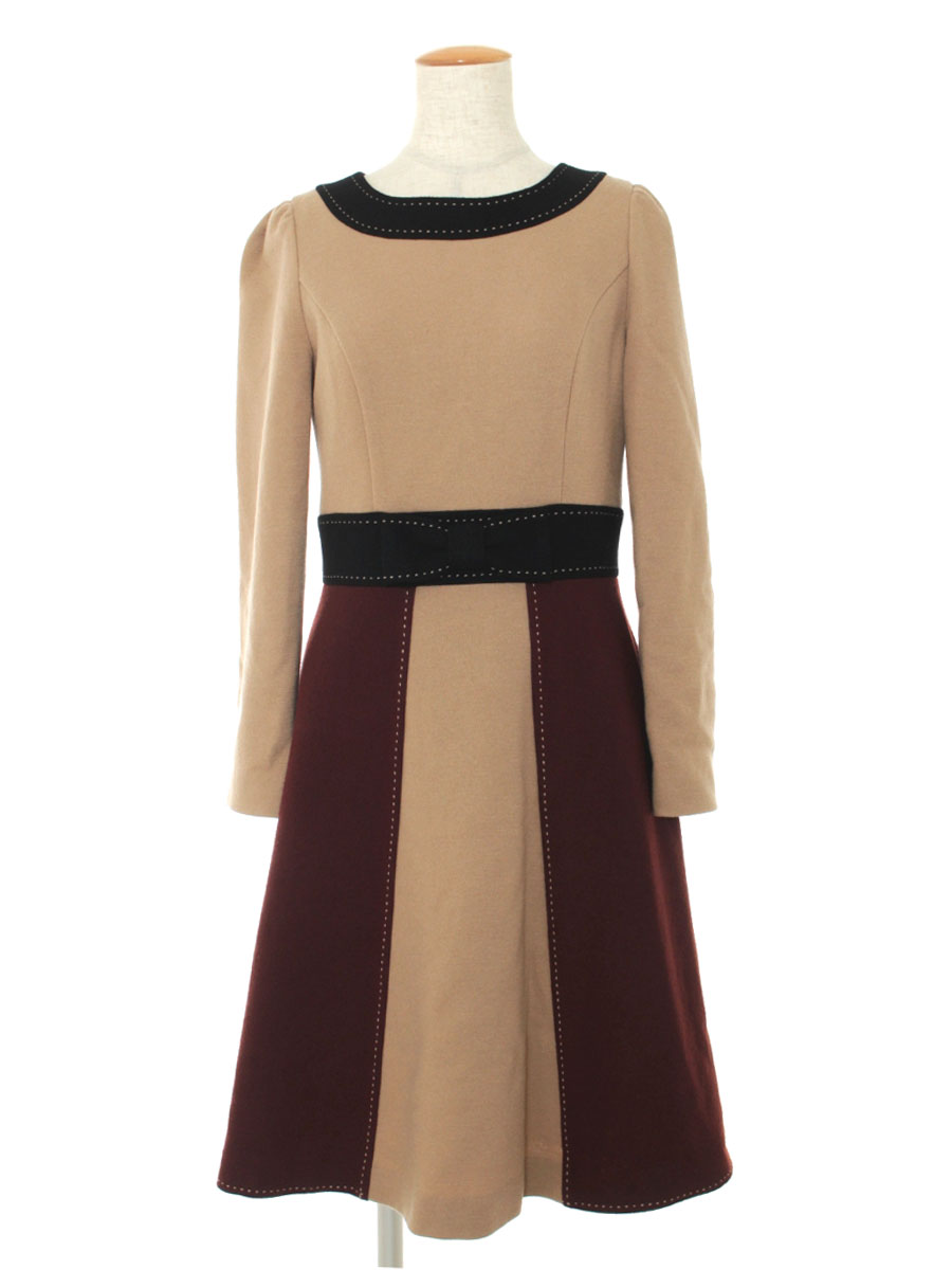 レディースファッション ワンピース 長袖 リボン ウールウエストリボン ワンピース エムズグレイシー 38 Bランク Tn 中古 芸能人愛用 Www Rrj Mu