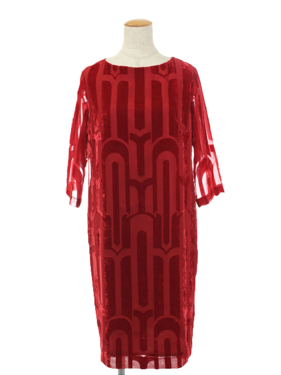 ダイアグラム ワンピース ダイアグラム ワンピース ワンピース ベロア シアー フロッキー 総柄 総柄 中古 半端袖 36 Aランク 中古 Tn2106 ブランドショップ ビープライス