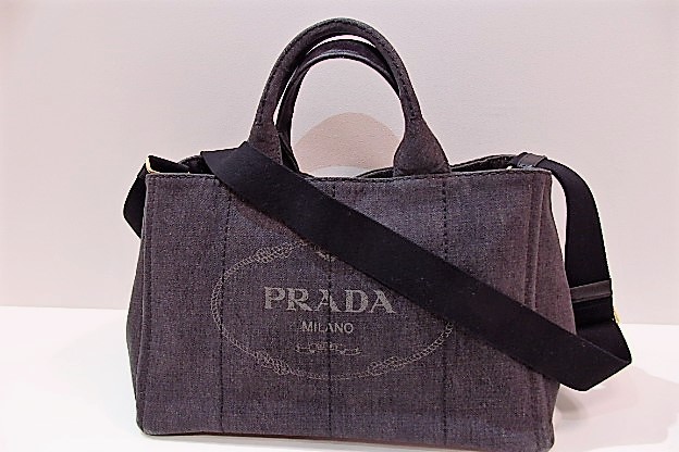 【楽天市場】プラダ PRADA 2way ハンドバッグ ショルダーバッグ 1BG642 カナパ ブラック 黒 グレー デニム キャンバス ロゴ