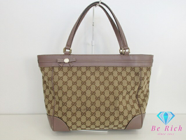 グッチ GUCCI トートバッグ 257061 メイフェア GG キャンバス ピンク ベージュ ブラウン 茶 レザー ロゴ リボン ショルダーバッグ ハンドバッグ 鞄 【中古】【送料無料】 bk9521