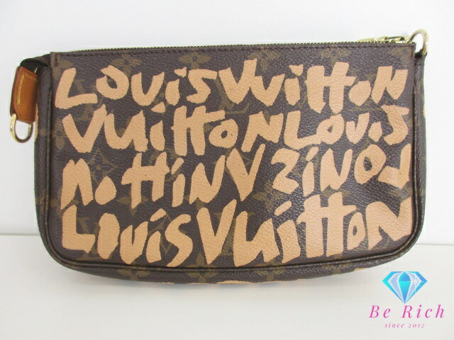ルイ ヴィトン LOUIS VUITTON 付属物 合切袋 モノグラム グラフィティ ポシェット アクセソワール M92193 桃 赤銅色 茶 ロゴタイプ ハンドバック ショルダーバッグ 鞄 【中古】【貨物輸送無料】 bk9529