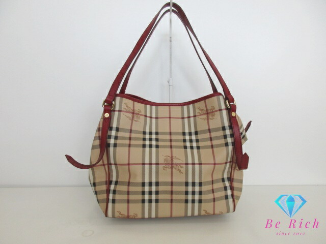 バーバリー BURBERRY ショルダーバッグ 3799356 ベージュ 赤いこと 赤 新星 照合のしるし PVC なめし革 ロゴタイプ トートバッグ ハンドバック 合切袋 肩かけ 鞄 【中古】【貨物輸送無料】 bk9620