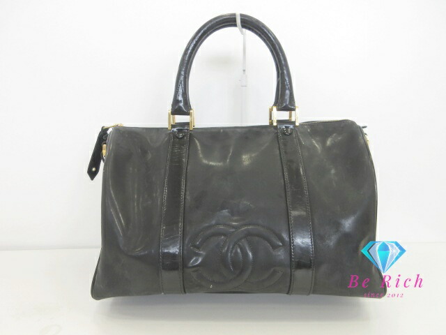 シャネル CHANEL 2way ボストン バッグ パテント レザー ブラック 黒 ココマーク CC ロゴ ハンドバッグ ショルダーバッグ 鞄 【中古】【送料無料】 bk10012