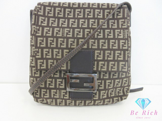 フェンディ FENDI ショルダーバッグ 8BT075 ズッキーノ ブラウン 茶 キャンバス ポシェット 肩掛け 斜め掛け 鞄 ズッカ 【中古】【送料無料】 bk10156