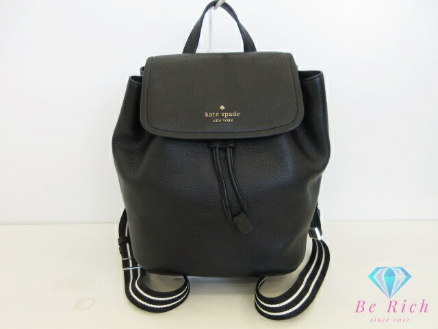 ケイトスペード kate spade ロージー 並み並み 下げ翼 うしろ側容器に並べる 背嚢 KB714 黒 黒いこと ぺブル なめし革 ロゴタイプ ショルダーバッグ 鞄 【中古】【貨物輸送無料】 bk10216