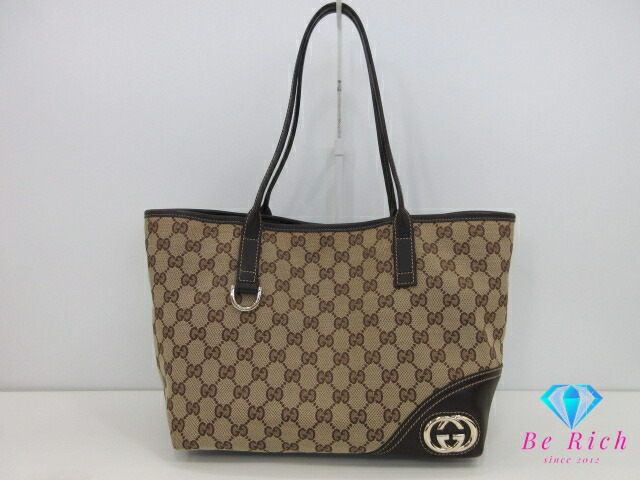 楽天市場】グッチ トート バッグ GGキャンバス レザー グリーン