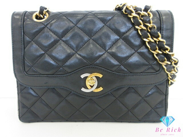シャネル CHANEL マトラッセ 光の都市制限事項 ダブル 下げ翼 チェーン店 ショルダーバッグ 黒 黒いこと 子ヒツジ 素はだ ココマーク CC ロゴタイプ 鞄 【中古】【貨物輸送無料】bk10556