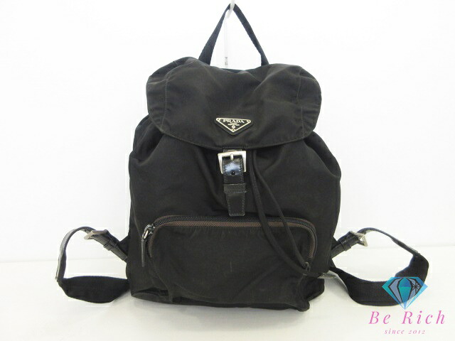 プラダ PRADA バックパック リュックサック B4650 ブラック 黒 ナイロン レザー ポコノ 三角 プレート ロゴ ショルダーバッグ 鞄 【中古】【送料無料】bk10681|BeRich 支店