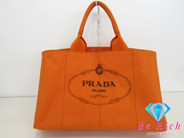プラダ PRADA トートバッグ ハンドバッグ カナパ BN1872 パパイヤ オレンジ キャンバス ロゴ ショルダーバッグ 手提げ 鞄 【中古】【送料無料】 bk9490
