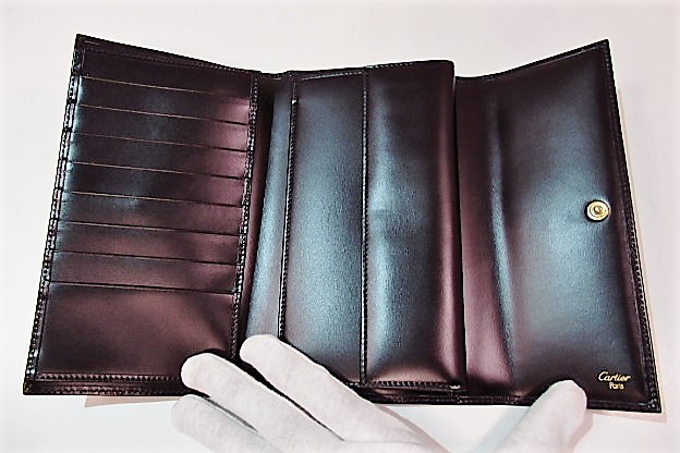【楽天市場】美品 カルティエ Cartier 財布 三つ折り 長財布 パンテール パンサー L3000211 ブラック 黒 ボックス カーフ