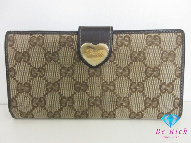楽天市場】グッチ Wホック 二つ折り 長財布 GG キャンバス レザー