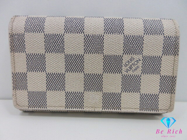 ルイ ヴィトン LOUIS VUITTON 二つ折り紙入れ ダミエ アズール オポルト モネ ビエ トレゾール N61744 L字ジッパー 御釣り入れ ロゴタイプ 中紙入れ 並み並み ウォレット 【中古】【貨物輸送無料】 bs4068