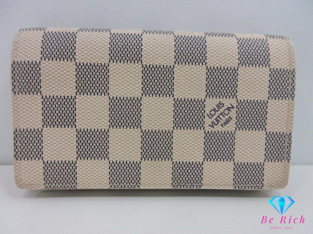 ルイ ヴィトン LOUIS VUITTON 二つ折り札入れ ダミエ アズール オポルト モネ ビエ トレゾール N61744 L字チャック 御釣り入れ ロゴタイプ 中札入れ 並み並み ウォレット 【中古】【貨物輸送無料】 bs4123