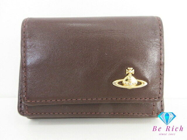 ヴィヴィアン ウエストウッド Vivienne Westwood 三つ折り財布 3318M1J3 レザー オーブ ロゴ コンパクト ウォレット オーヴ 【中古】【送料無料】bs4154