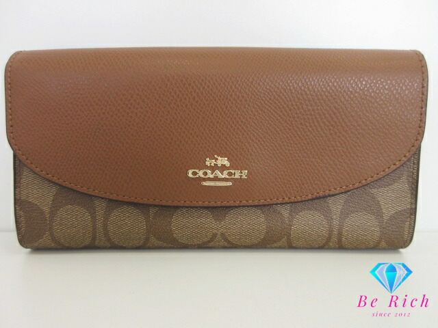 楽天市場】コーチ 二つ折り 長財布 シグネチャー 茶 ブラウン ロング