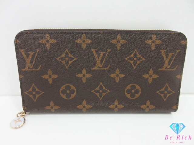 ルイ ヴィトン LOUIS VUITTON モノグラム ジッピー ウォレット M14815 茶 赤銅色 アズール 青碧 LV ロゴタイプ ラウンドチャック 長金入れ 二つ折り金入れ ロング 【中古】【貨物輸送無料】 bs4391