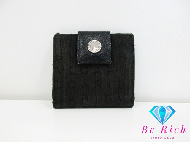 BVLGARI ブルガリ ロゴマニア Wホック 折財布 ブラック シルバー金具 BVLGARI ブルガリ 長財布 Wホック 三つ折り 財布 レディース
