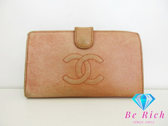 シャネル CHANEL がま口 二つ折り財布 ココマーク ベージュピンク IMG_7168_PxrUmh2.JPG