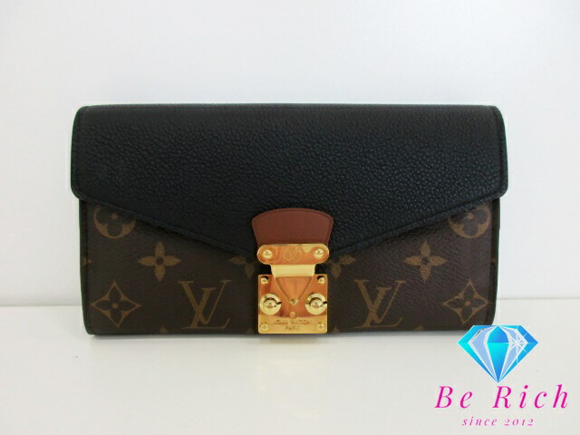 ルイ ヴィトン LOUIS VUITTON 紙入れ 二つ折り 長紙入れ モノグラム オポルト フォイユ パラス M58415 ノワール 黒いこと 赤銅色 茶 PVC なめし革 【中古】【貨物輸送無料】 bs3874