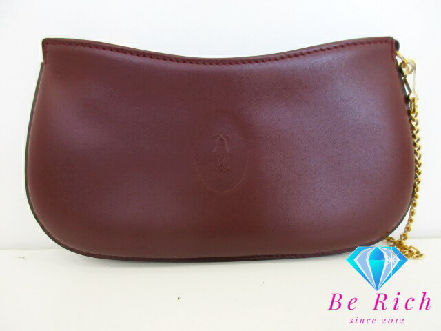 楽天市場】カルティエ Cartier ポーチ ボルドー レザー ロゴ 小物入れ