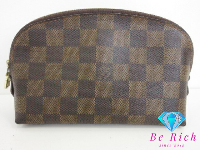 ルイ ヴィトン LOUIS VUITTON ダミエ ポシェット コスメティック N47516 エベヌ PVC なめし革 エベヌ 茶 赤銅色 佩び物 小物 かざり付ける メイク 車寄せ 【中古】【貨物輸送無料】 bc2316