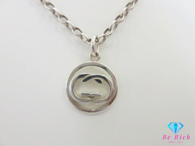 GUCCI グッチ ボールチェーン ロゴ プレート シルバー ネックレス GUCCI グッチ ネックレス プレート ダブルボールチェーン