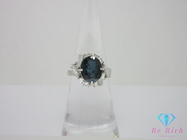 Pt900　高品質サファイアリング　S0.45ct　サイズ8号　プラチナ サファイアxダイヤモンド プラチナリング S: 1.95 ct D: 1.08ct Pt900