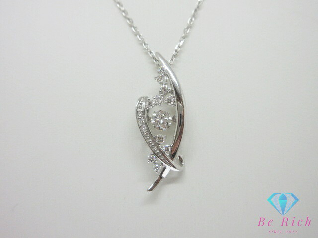 K18 WG ダイヤモンド 0.243ct 0.17ct 付 ダンシングストーン デザイン ネックレス ペンダント 18金 750 ホワイト ゴールド メレ 宝石 ジュエリー アクセサリー 【中古】【送料無料】th14520｜BeRich 支店
