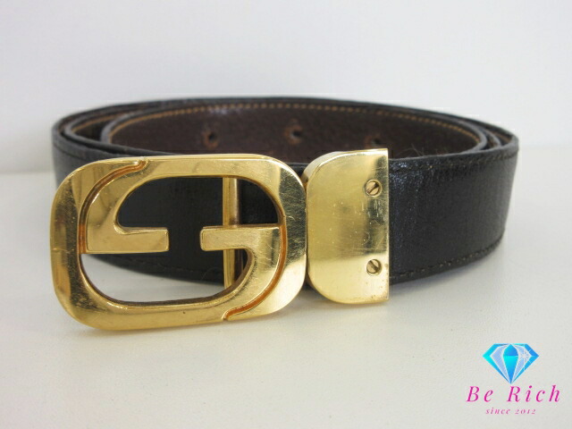 楽天市場】グッチ ベルト ブラック 90cm 黒 レザー 本革 メンズ G